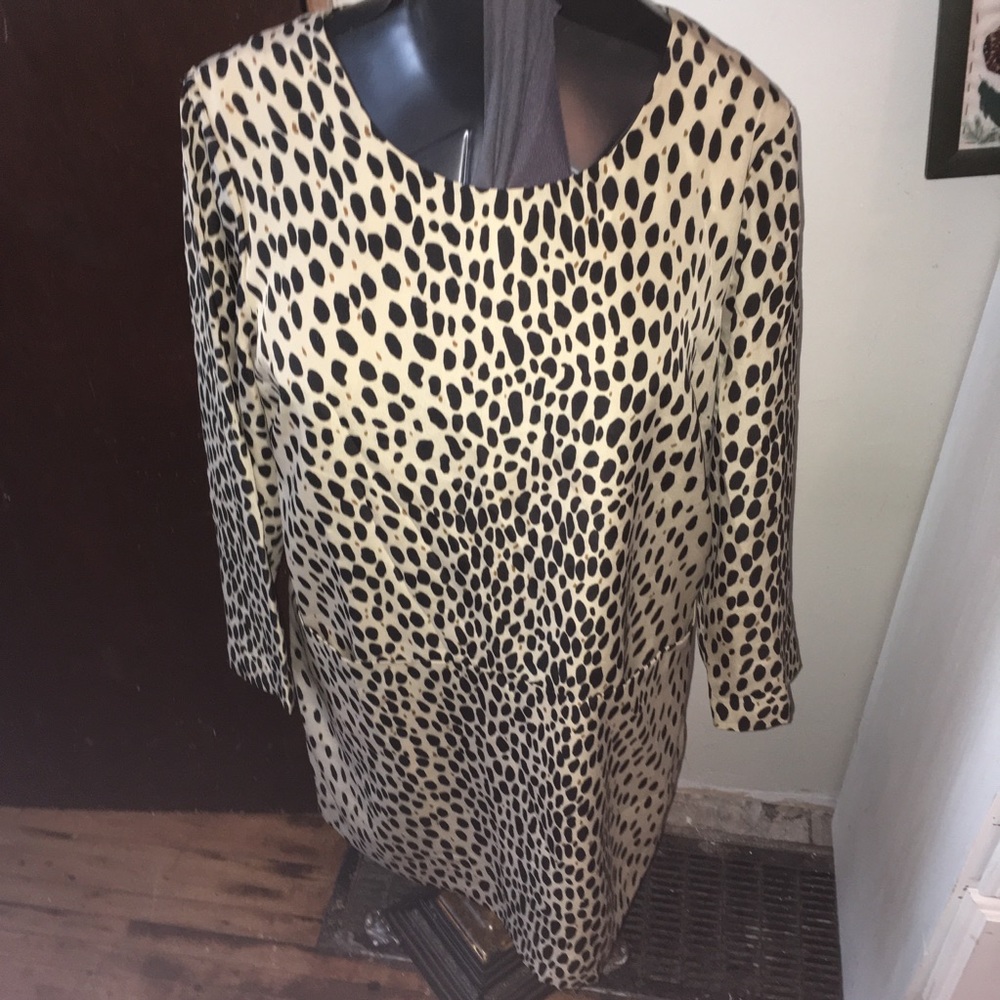 J Crew Factory leopard spot long sleeve shift dress, size 14